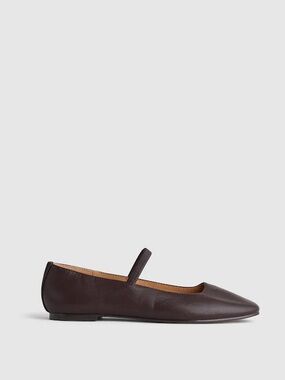 MADEWELL THE GRETA LEATHER BALLET FLATS IN COFFEE BEAN 9.5